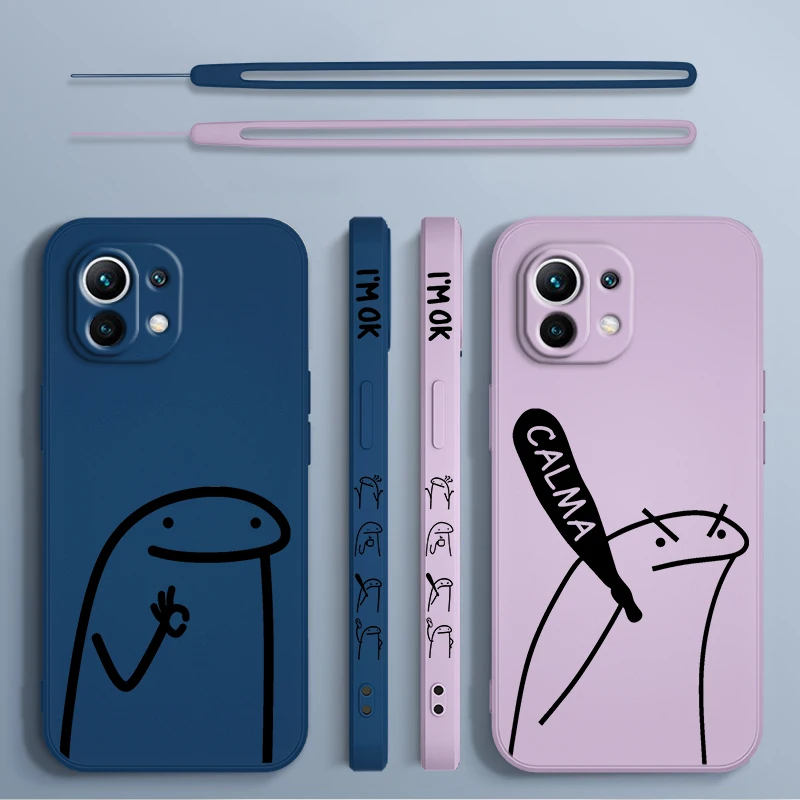 Funny Stickman Art Phone Case For Xiaomi 14 13 12 11 10 T Pro Ultra Lite 5G Liquid Left Rope 5G Soft Cover