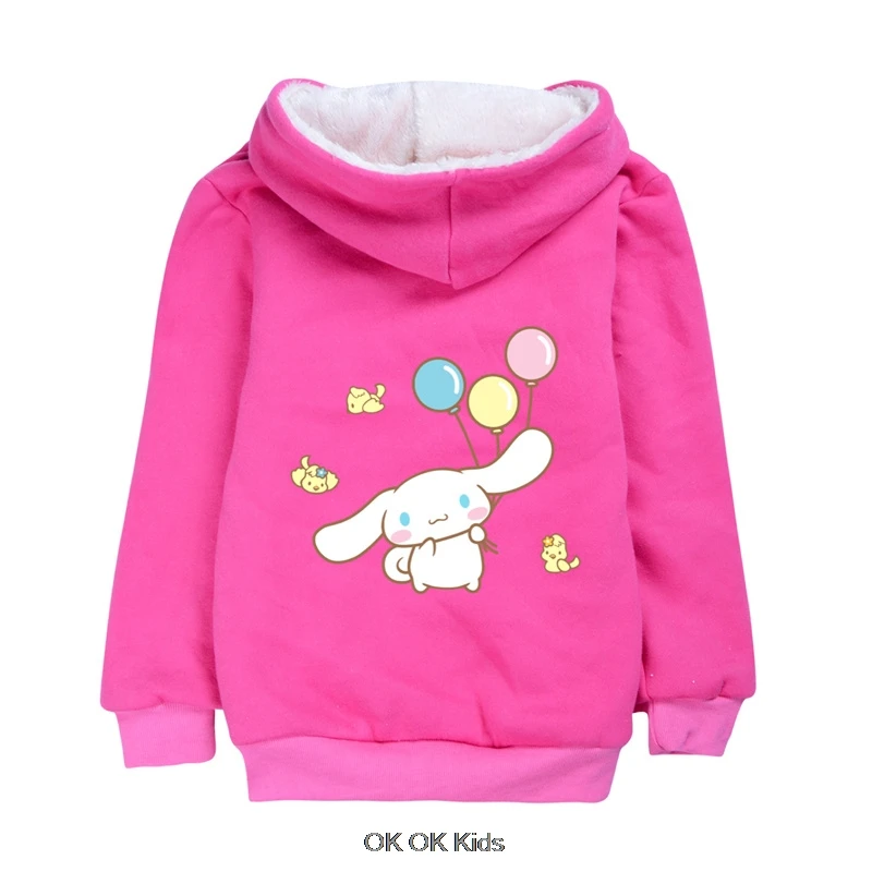 1-15 Years Old Miniso Cinnamoroll Cosplay Children's Hoodie Zippered Cardigan Jacket Cute Thickened Cotton Halloween Party Tops