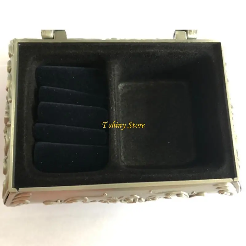 

N58F коробка для хранения серебряного цвета из сплава в форме розы в винтажном стиле, органайзер