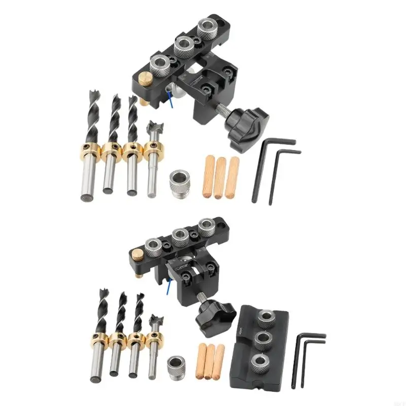 

M6CF Multifunction 3 In 1 Woodworking Doweling Jig Hole Puncher Pocket Hole Jig