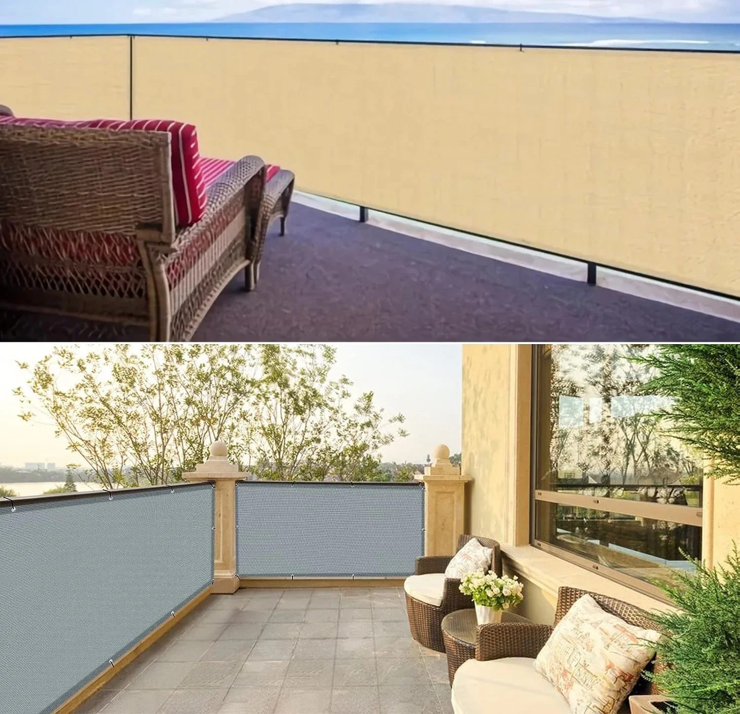 4 Colors 180GSM Waterproof Polyester Fabric Balcony Privacy Screen Terrace Rainproof Windbreak Courtyard Fence Netting