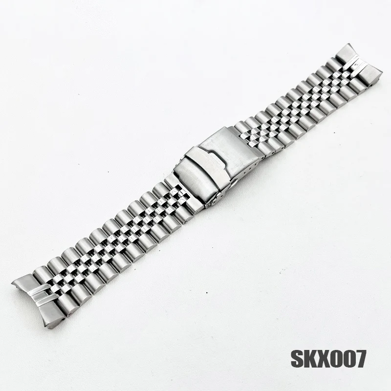 22mm SKX007 SRPD Watch Band Stainless Steel 22mm Watch Strap Solid Arc Ends Bracelets Folding Buckle Replace Watch Bracelet