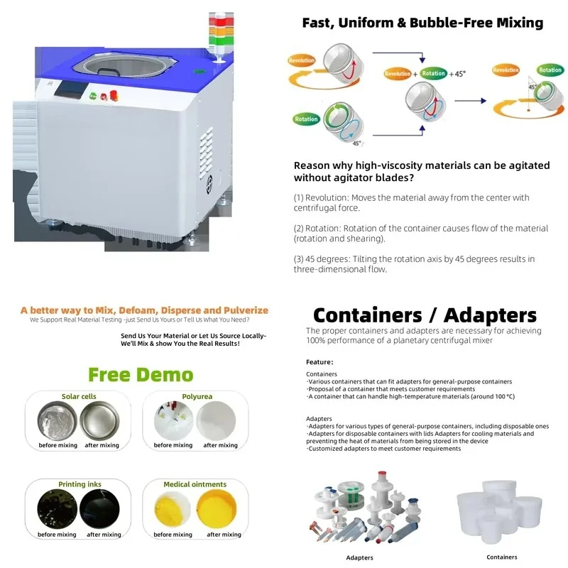 Vacuum Planetary Defoaming Mixer Machine Laboratory Desktop Planetary Mixer for Biomedical Hydrogel Organic Compound