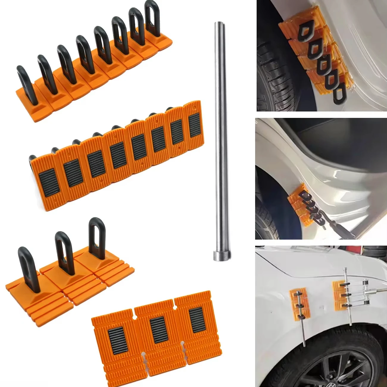 

1set Car Dent Repair Heavy Duty Paintless Strong Dent Puller Handle Lifter Glue Tabs Powerful Body Repair Dent Remover Tools Kit