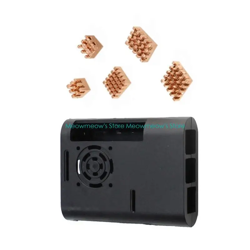 W91A Protective Case for RPI 5B Single Board Computer Enclosure with Aluminum Heatsink Cooling Fan and Heatsinks