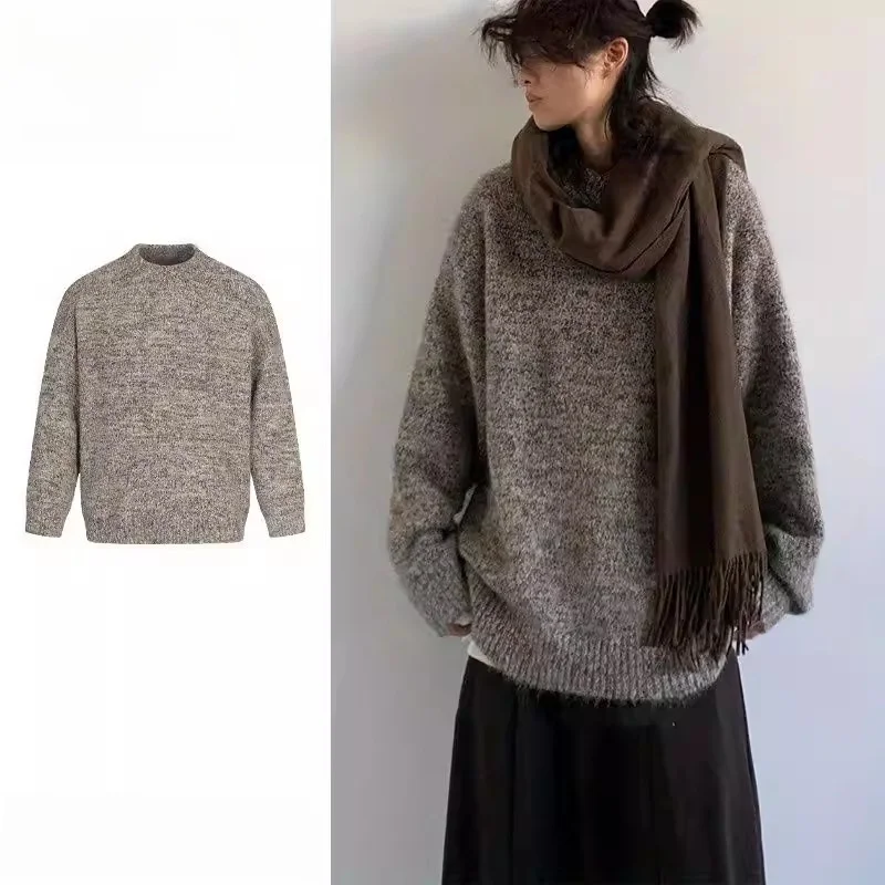 

Свитер-пуловер Laid-ba оверсайз из трикотажа, повседневный, нейтральный, для мужчин и женщин, модный парный свитер