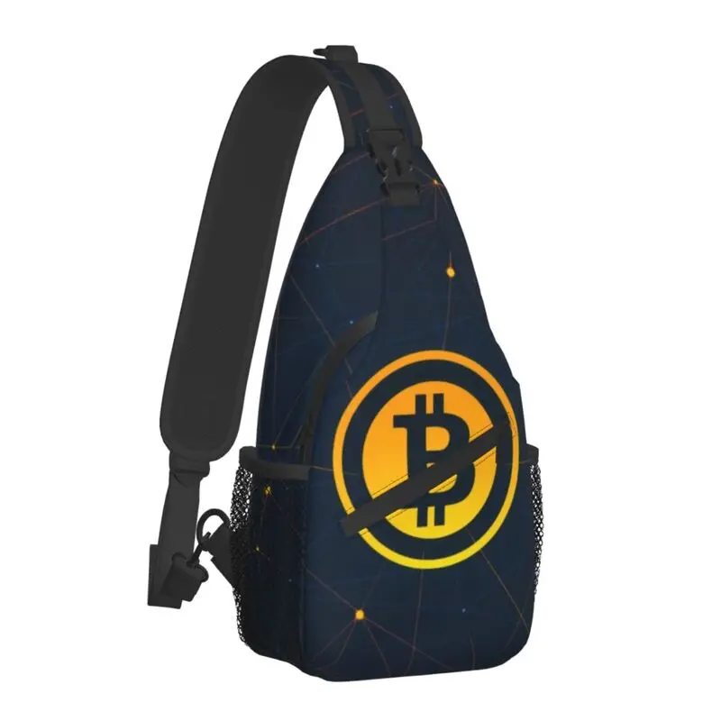 Bitcoin Digital Currency Sling Crossbody Chest Bag Men Cool BTC Blockchain Cryptocurrency Shoulder Backpack for Travel Cycling