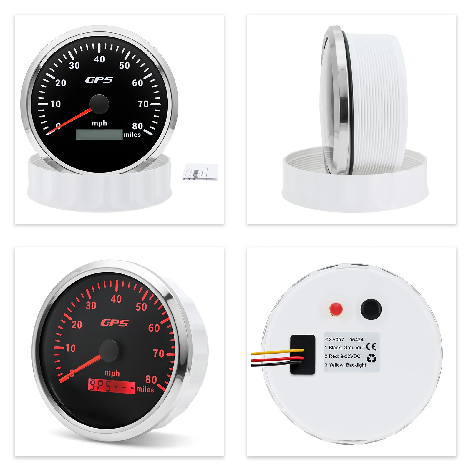 White 110mm GPS Speedometer 30 60 80 120 200km/h  GPS Antenna 7 Colors Backlight 9-32V for Auto Car Truck Motorcycle customized