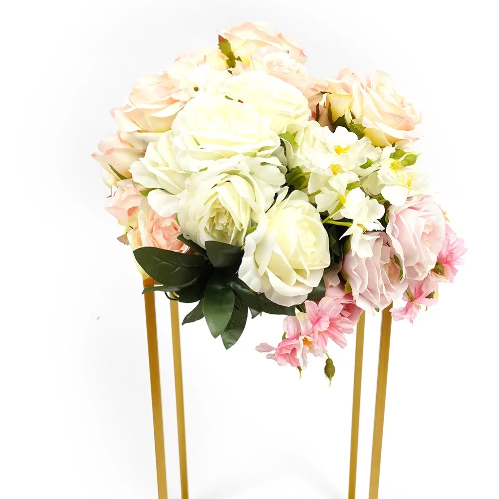 Column Vases Gold Centerpieces for Tables Wedding Centerpieces Flower Stand Rectangular Geometric Vase for Event Party Reception