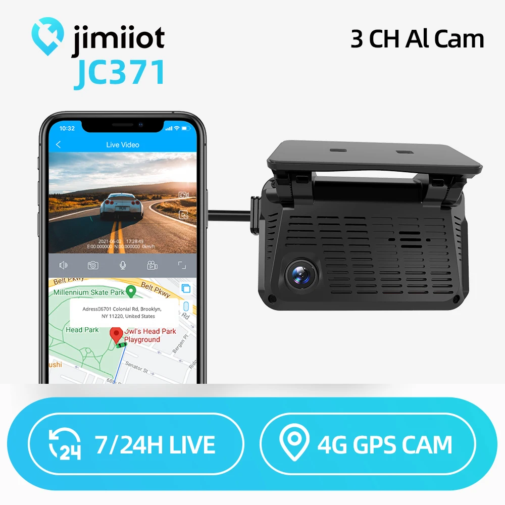 Jimiot New JC371 4G AI DashCam ADAS 3 Channes Live Video GPS