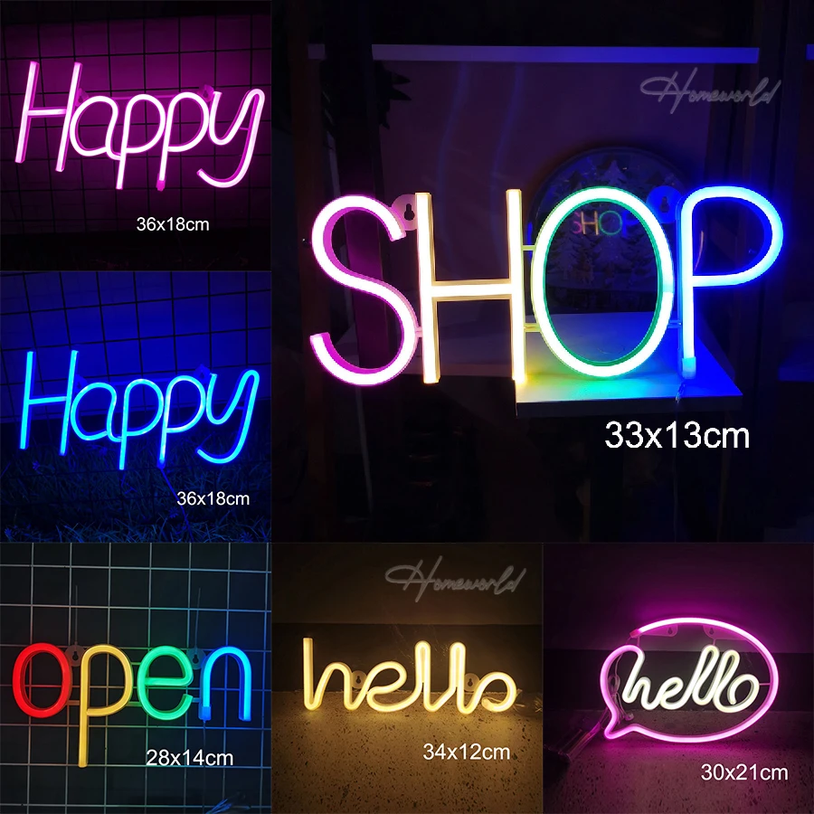 

Open Shop Neon Sign LED Letter Business Sign Advertising Lights Decor Cafe Wall Room Decoration Lamp Restaurant Club Kitchen