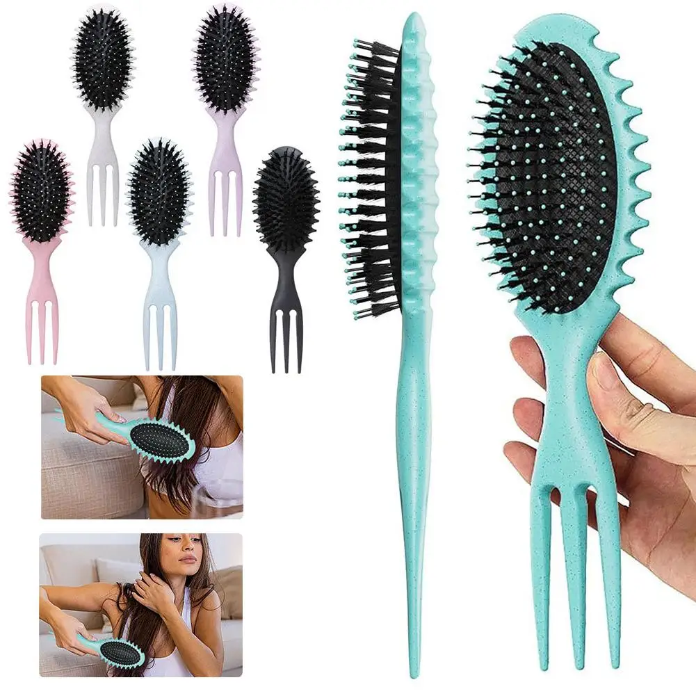 Bounce Define Styling Brush 3-in-1 Curly Hair Styling Brush Nylon Bristles Detangling Volumizing Comb for All Hair Type 1pc