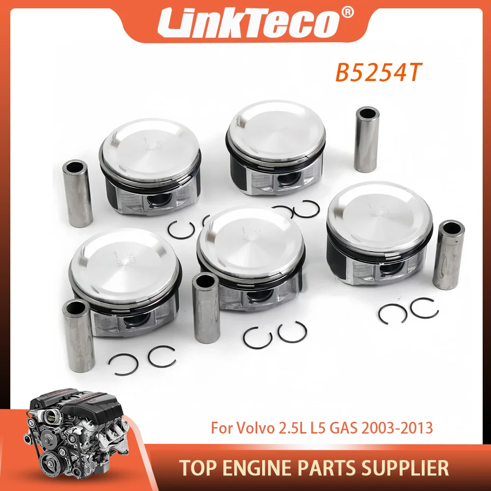 B5254T 2.5L 5 uds Kit de pistón y anillo apto para Gas 2,5 L L5 para Volvo C30 C70 S40 S60 S80 V50 V70 XC90 03-16 30731509 STD de gran tamaño 0,5mm