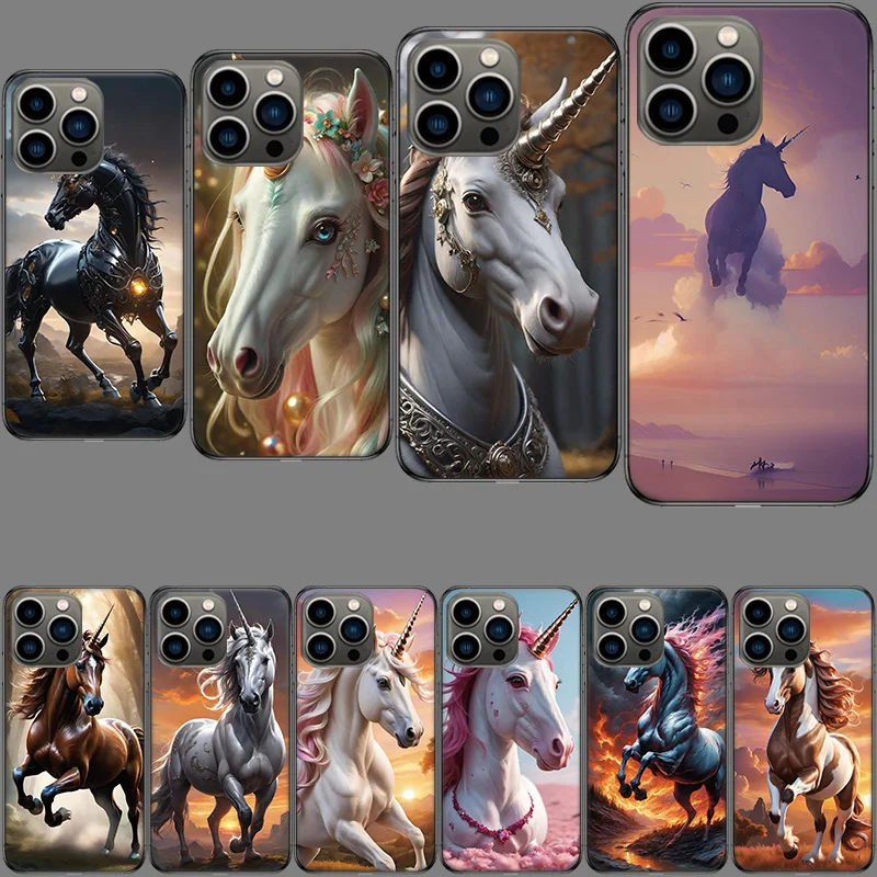 

Чехол для телефона Unicorn для Iphone 16 15+ Pro Max 17 Air Capa 14 Plus 16E 13 Pro 12 Mini 11 Cover Shell Coque TP