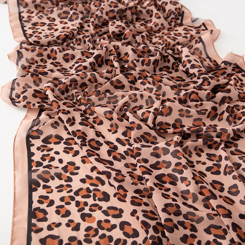 NEW Elegant Leopard Print Chiffon Scarf Shawl Women Islamic Muslim Scarves Wraps Lady Echarpe Foulard Europe Fashion Hijabs