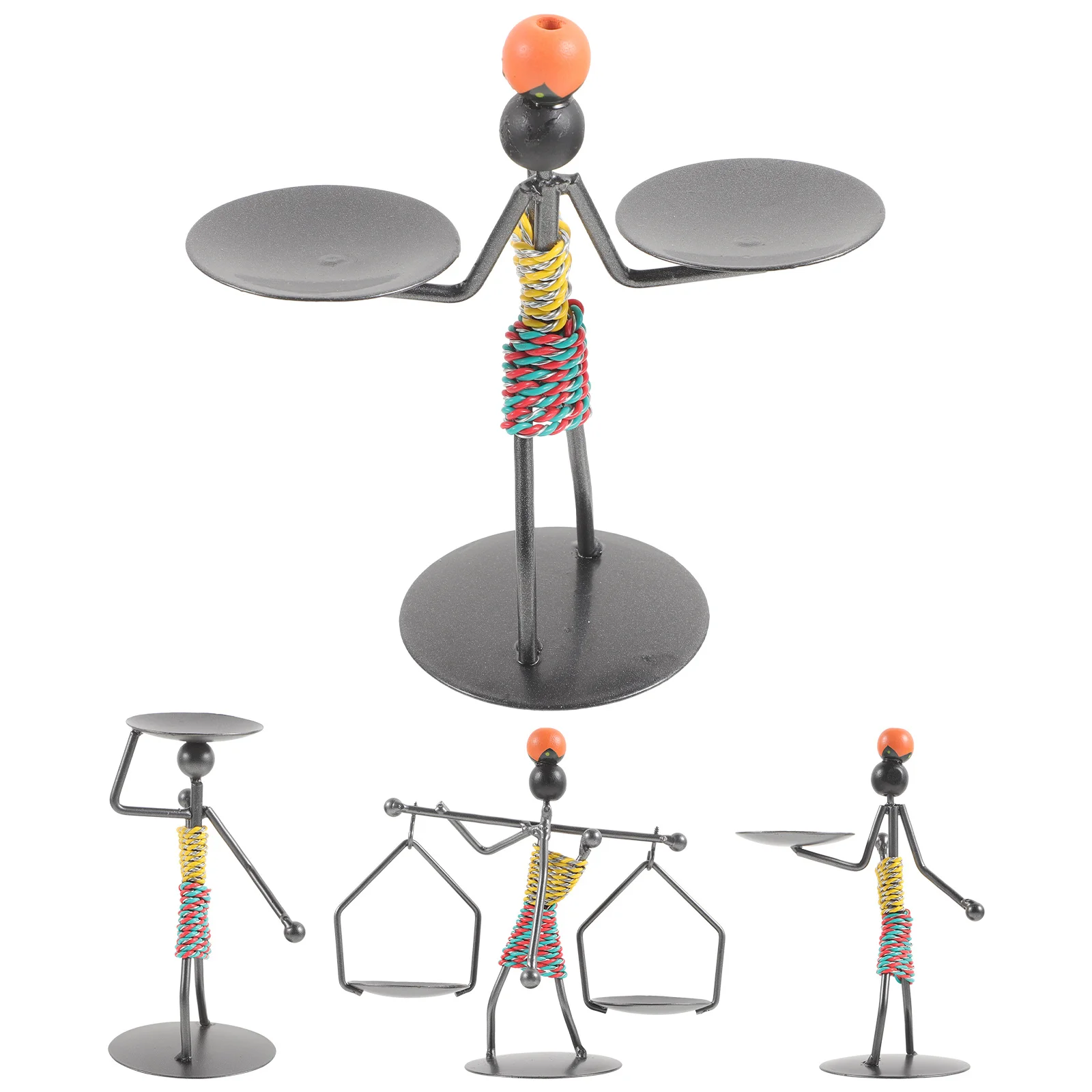 4 قطعة حامل الحديد الشمعدان الزخرفية ريفي حبل القنب رومانسية الزفاف حامل الجدول محور حفلة المنزل