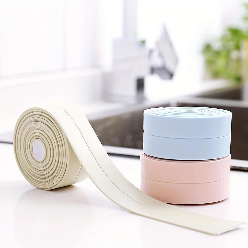 1pc 3.2m Wall Corner Sealing Adhesive Tape PVC Waterproof Self Adhesive Tile Crack Sink Edge Repair Sealant Tape KitchenBathroom