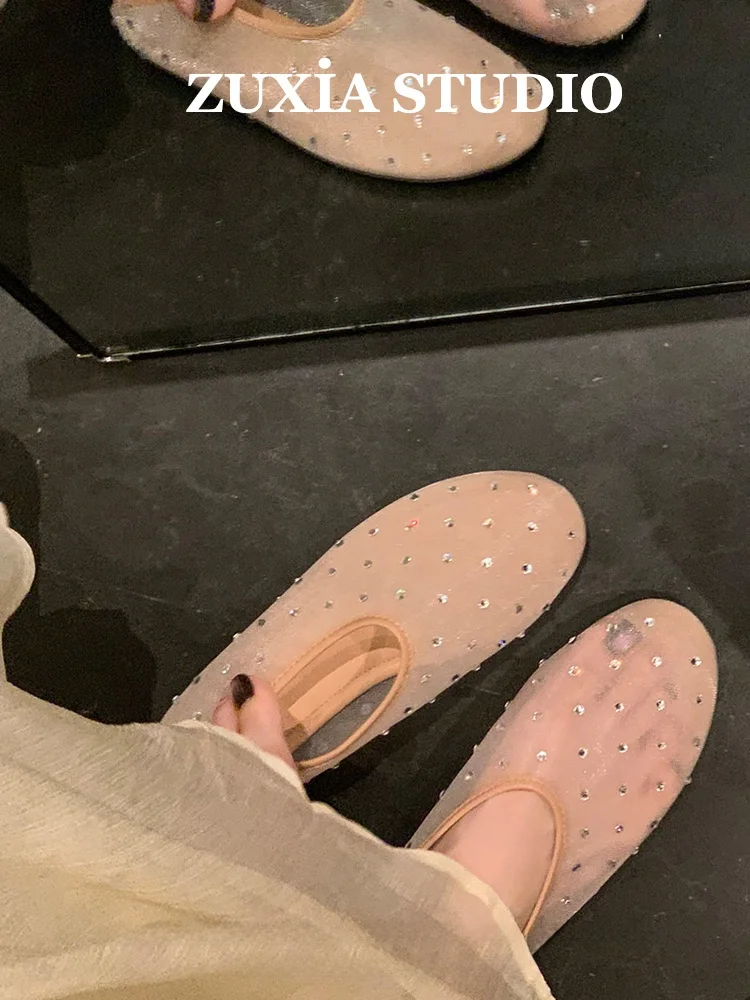 elegant-low-heel-ballet-flat-shoes-women's-outerwear-mesh-mary-janes-breathable-hollow-out-fashionable-commute-style-footwear
