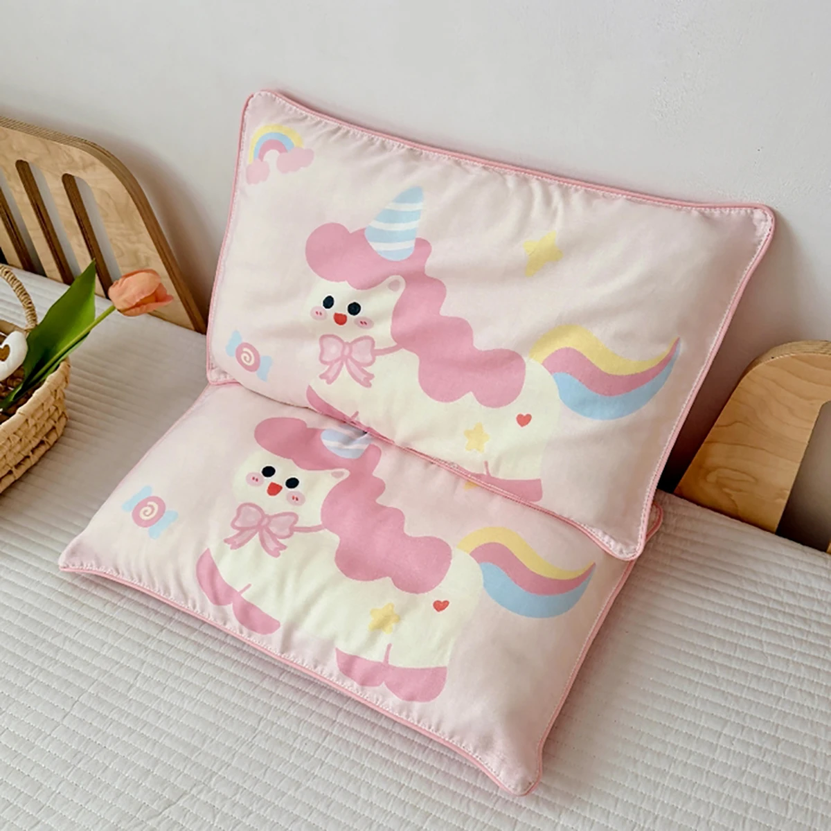 1 Pc 100% Cotton Gauze Pillowcase Cartoon Pillow Case Bedding Cookies Pillow Cover Envelope Custom Pillow Case Cover 30x50cm