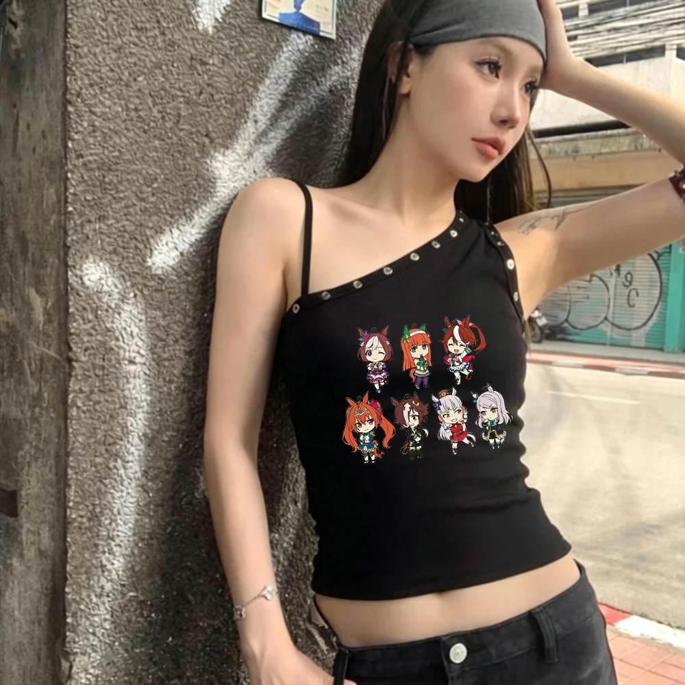 Umamusume Pretty Derby cropped top teen baddie dollette manga grunge graphic top tees baddie cute manga clearance sales cutecore