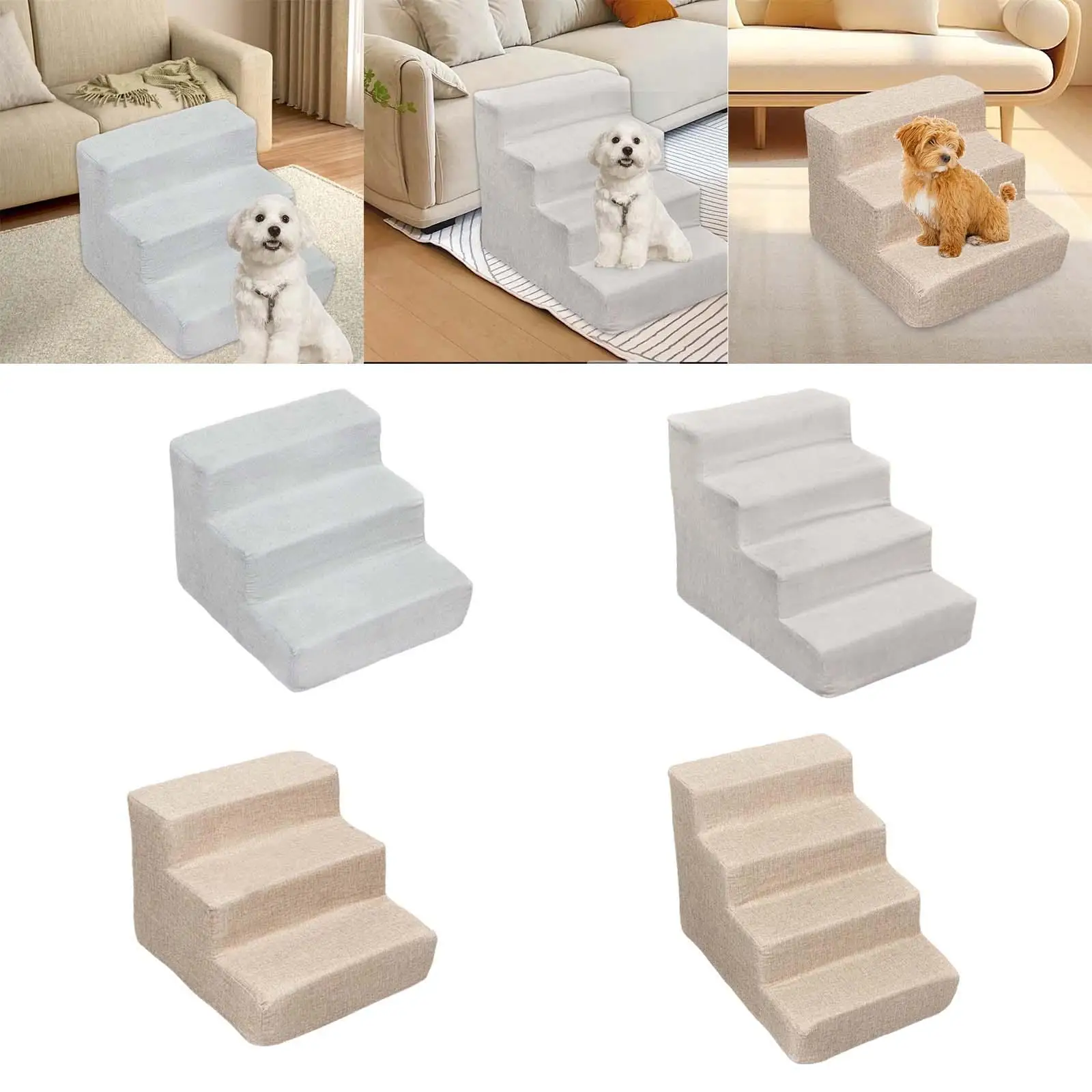 Dog Stairs High Density Sponge Gentle Slope Shape for High Beds and Couch