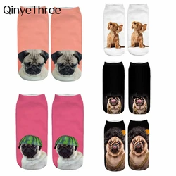 1 Pair New 3D Printed Cool Funny Cosplay Happy Dog Short Socks Casro Shepherd Bulldog Chihuahua Shiba Inu Pomeranian Poodle