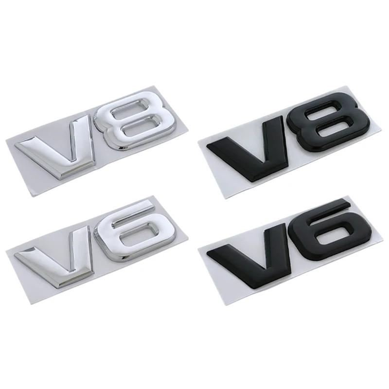 3d Krom Siyah Logo V6 V8 Amblem Çıkartmaları Toyota Camry Highlander Land Cruiser Çamurluk Gövde V8 V6 Rozeti Etiket Aksesuarları