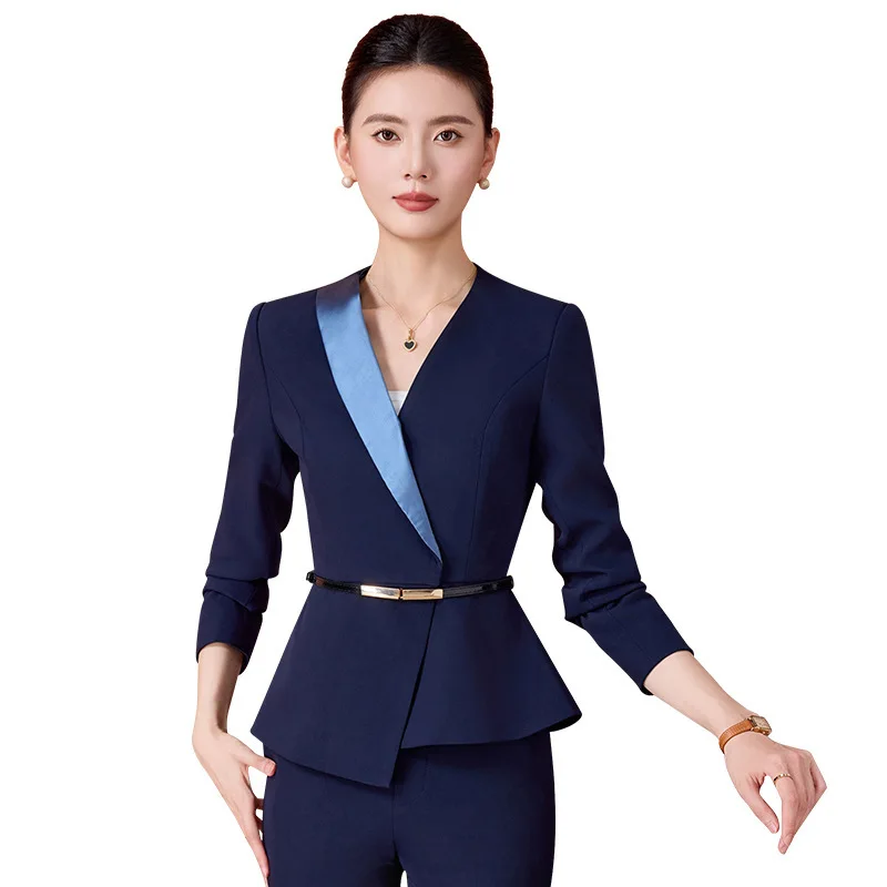 مجموعة بدلة احترافية للنساء للربيع والخريف، ملابس عمل لمدير الفنادق، مكتب أمامي أنيق على طراز آلهة لصالونات التجميل #5