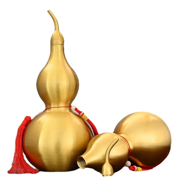 Copper gourd ornament Pure copper open gourd Car pendant with an open gourd-shaped ornament, a Chinese-style gift