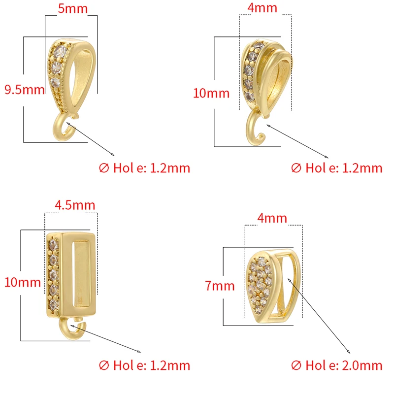 ZHUKOU 18K gold-plated cubic zirconia melon seed buckle DIY bracelet necklace earrings universal buckle accessory: VD1464-1467