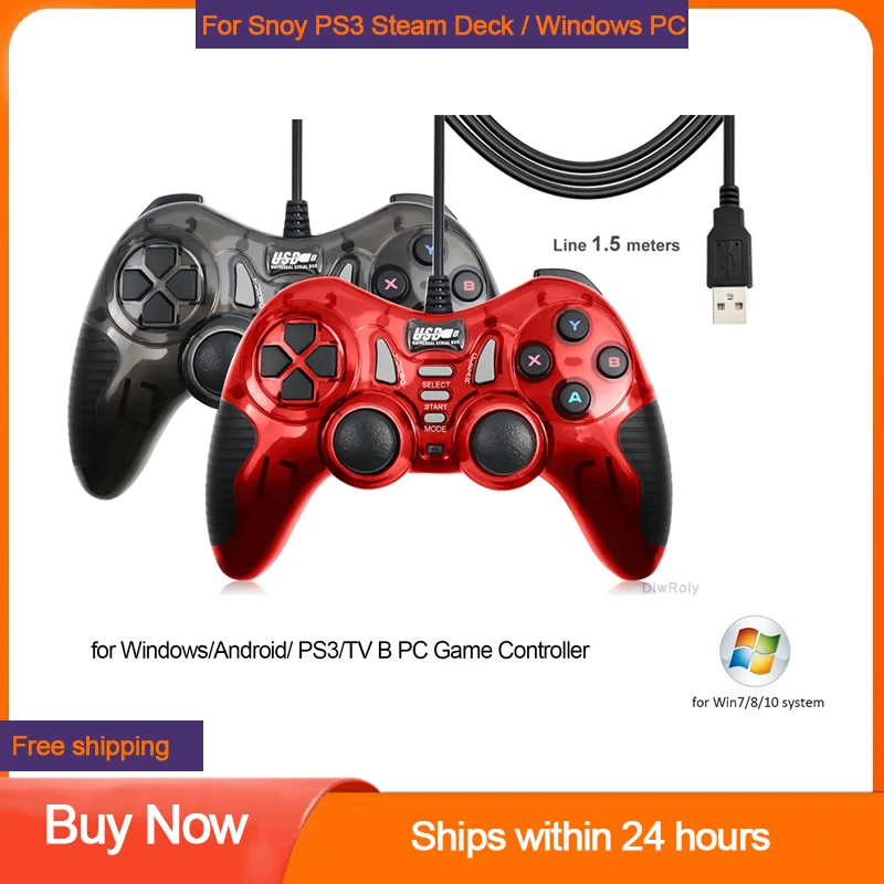 For SONY PS3 Controller with Dual-Vibration Turbo USB Wired Gamepad for Play Station 3 Joystick Console for PC Android TV box