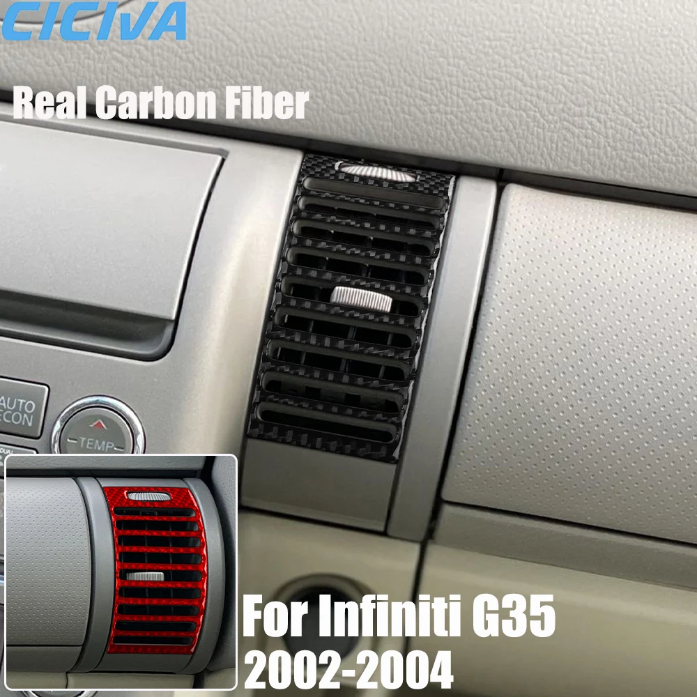 

Real Carbon Fiber Car Accessories Dashboard Air Vent Decorative Trim Cover Soft Sticker For Infiniti G35 V35 2002 2003 2004