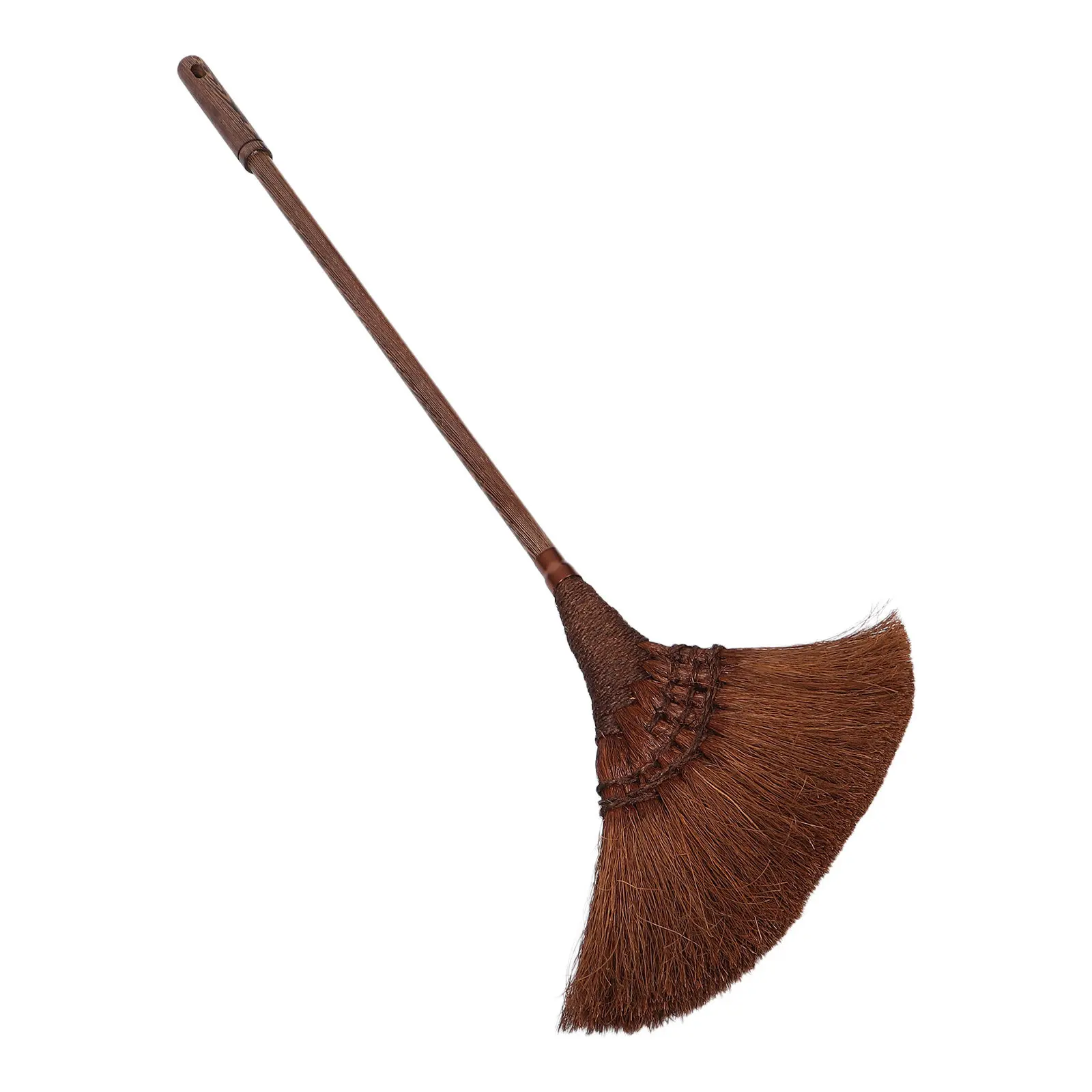 

Thickened Dense Palm Broom 35.4x11.8in Handmade Woven Wooden Handle Floor Sweeper Ideal for Indoor House Outdoor Garden Garage