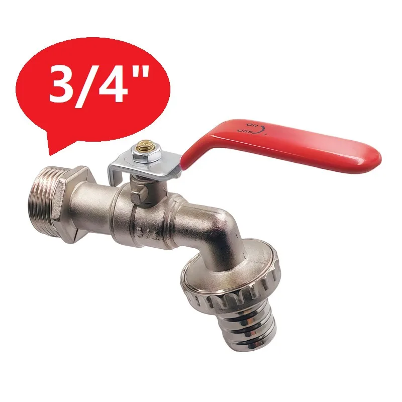 3/41 Zinc Alloy Water Tap With Red Flat Handle, Strap Outlet Spout