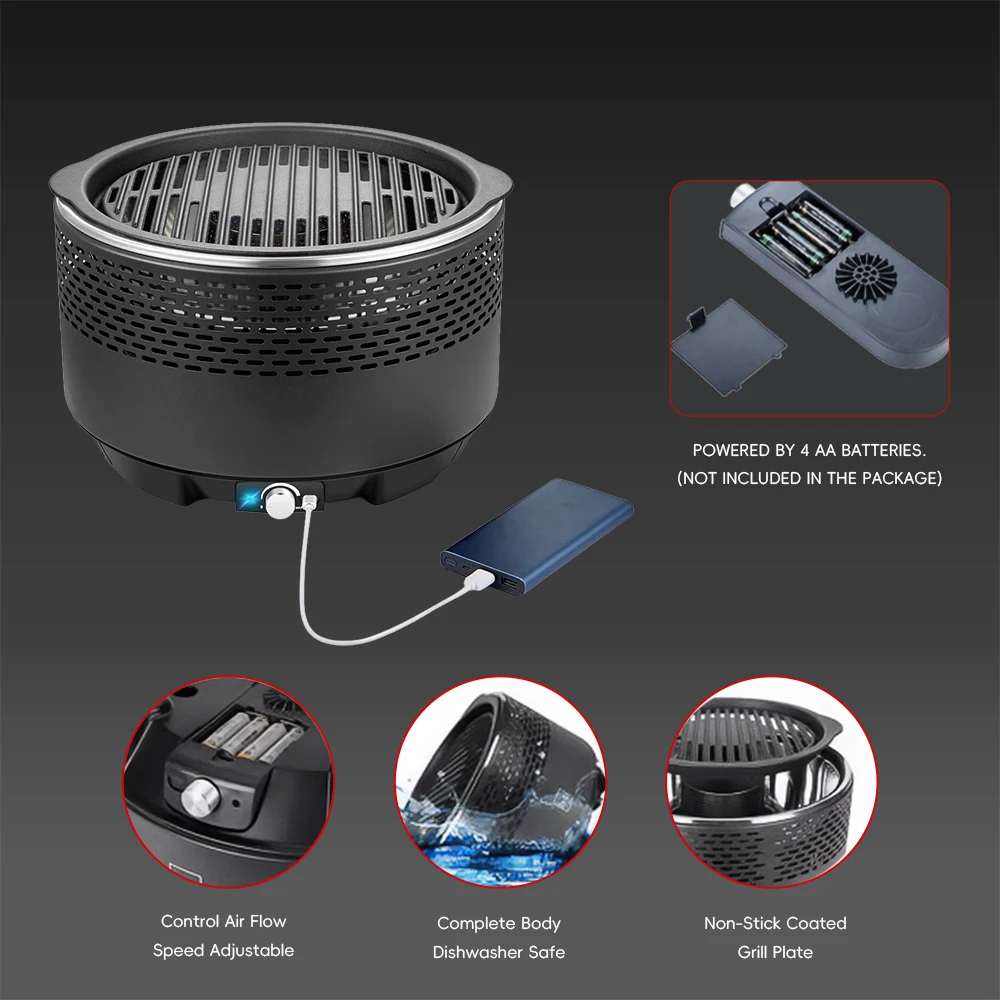 Professional Mini Metaline Smokeless Barbecue Griller Easy to Assemble and Clean Durable Mini BBQ Grills