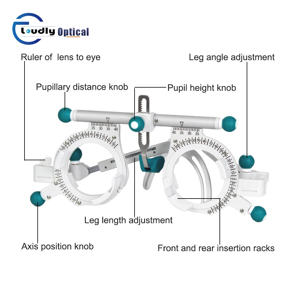 Quadro de lente de teste óptico AF-5080 de optometria universal totalmente ajustável PD com segmentos ajustáveis para propósitos de teste