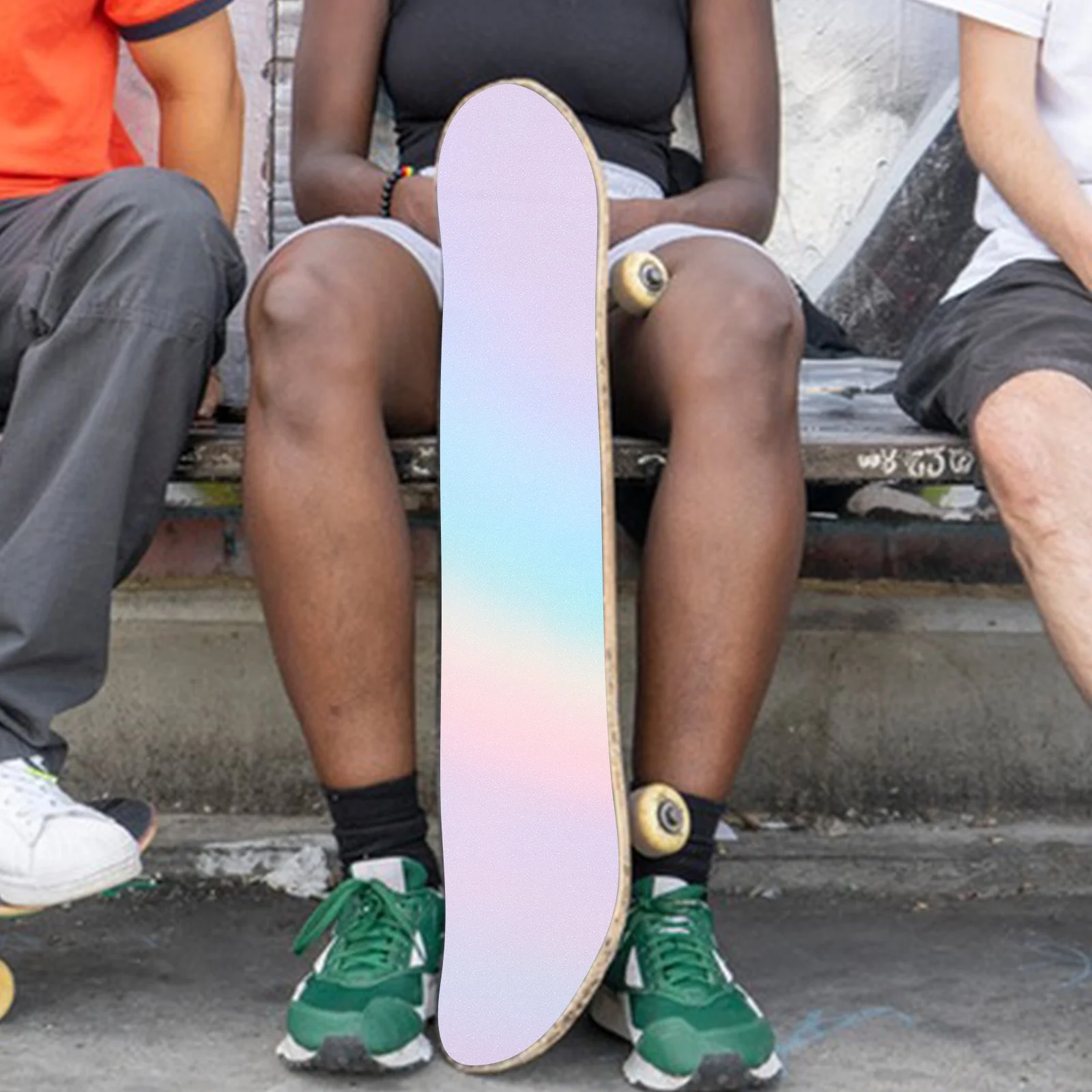 

1pc Rainbow Sandpaper For Skateboard Transparent Grip Tape Sheet Non-Slip Diy Decorative Sticker For Wood Metal Electric Scooter