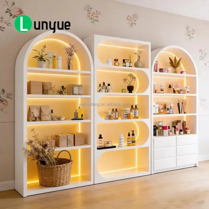 Classic Furniture Beauty Nail Equipment Multi Layer Storage Display Cabinet With LED Lights For Shop Organization