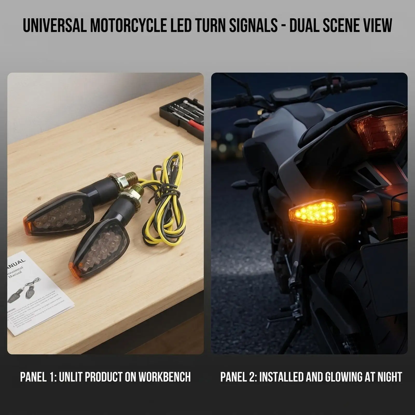 Durable Waterproof Motorcycle Turn Signal Lights 14 LED Front Rear Blinker Set for Motorcycles Electric Atvs