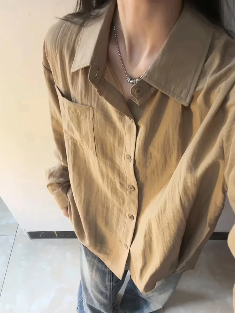 

American Sle Linen Long Sve Men's irt Commute Design Casual Loose Fit Polyester Fiber Autumn Wearable Button up Coat