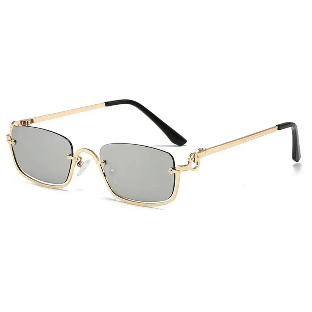 Personalized Metal Half Frame Square Sunglasses Small UV400 Sun Glasses Narrow Hip Hop Shades Eyewear Travel