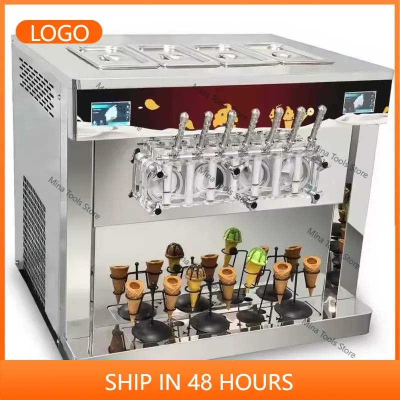 Commercial Countertop Soft Serve Ice Cream Machine 7 Flavors Ice Cream Maker for Cafe Restaurant
