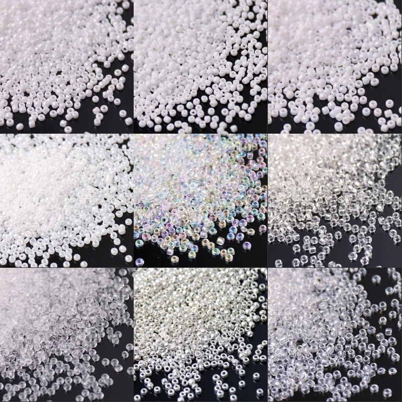 1.5 / 2/3 /4 mm white series glass rice beads multi-size round spacer beads, used for DIY jewelry making clothing accessories