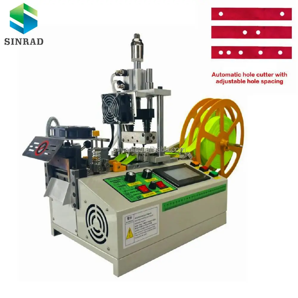 Máquina cortadora de cinta Vel cro para cordones de zapatos con cremallera eléctrica de alta precisión SR-97B con perforadora