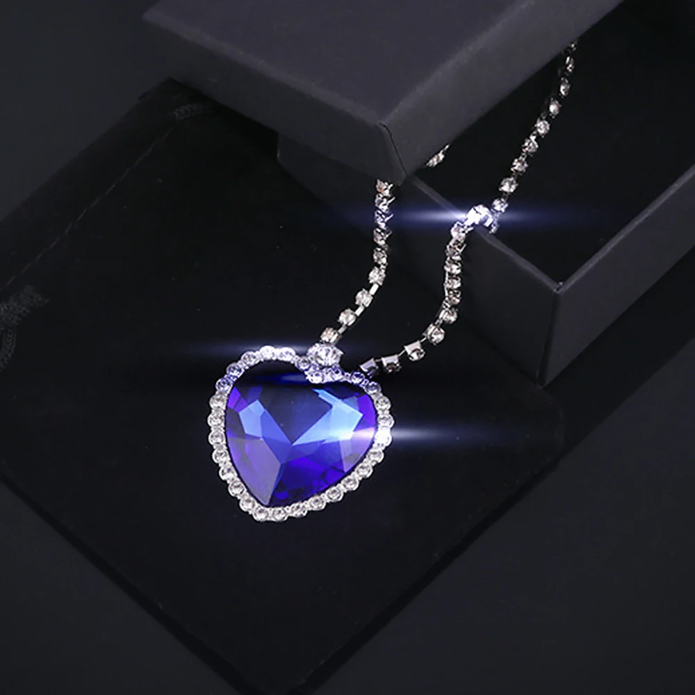 Movie TITANIC Heart Of the Ocean Necklace Love Forever Blue Red Crystal Pendants Necklace Women Wedding Jewelry Gift