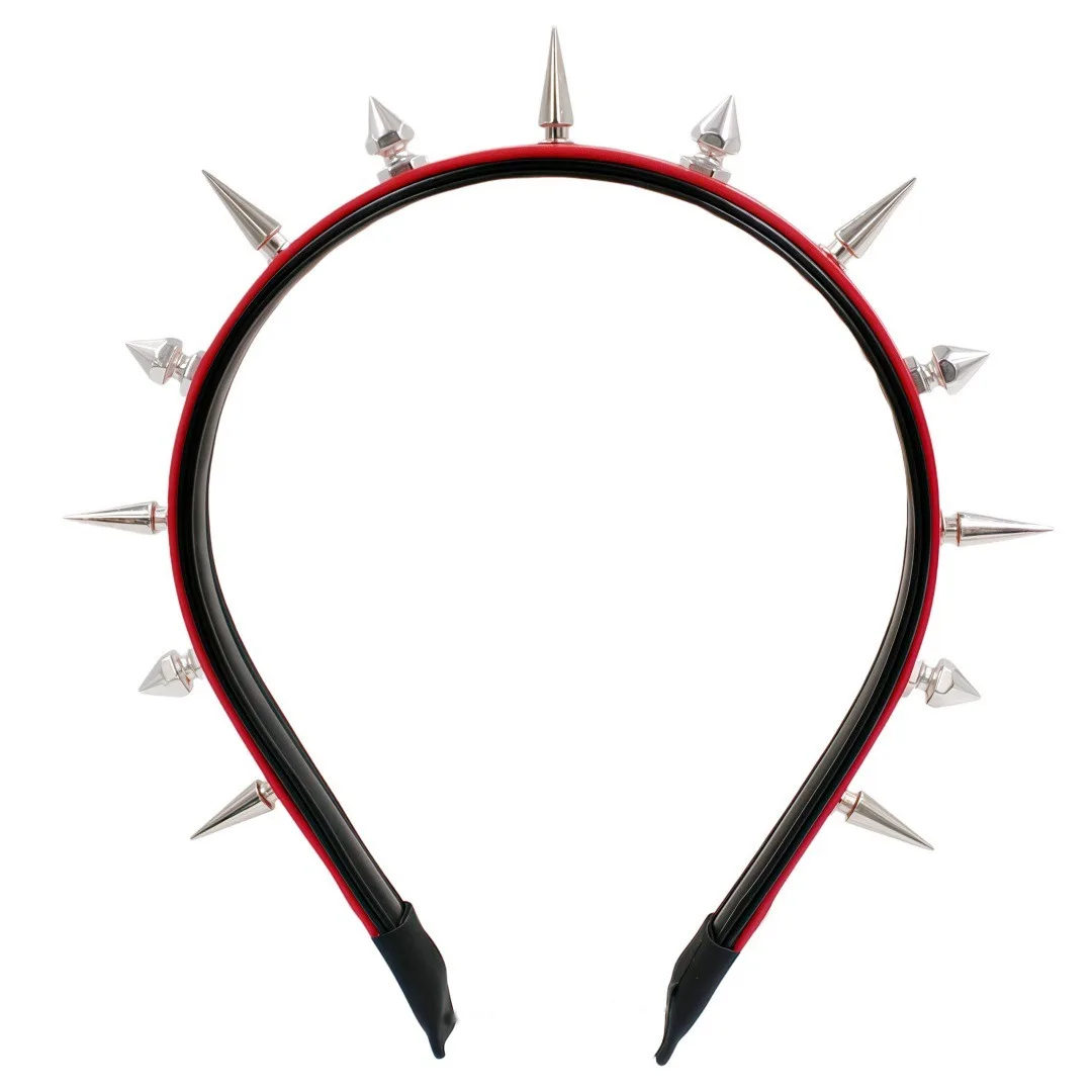 Spike Headband Rivets Hair Bands Punk Goth Cosplay Headdress for Men Women Black Silver Accessories