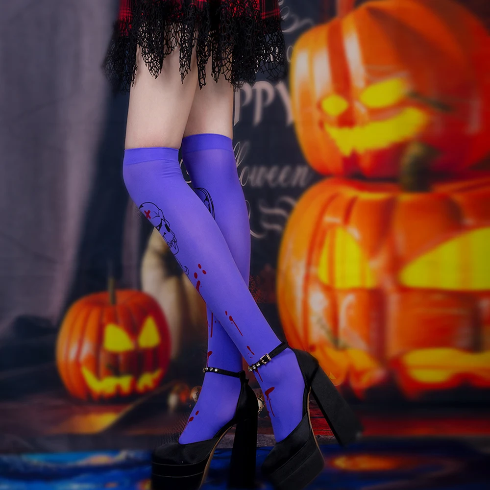 Bas longs College sur le genou pour Halloween, chaussettes sanglantes, olympiques de cuisse, bas cosplay, style foncé Emo, Y2k