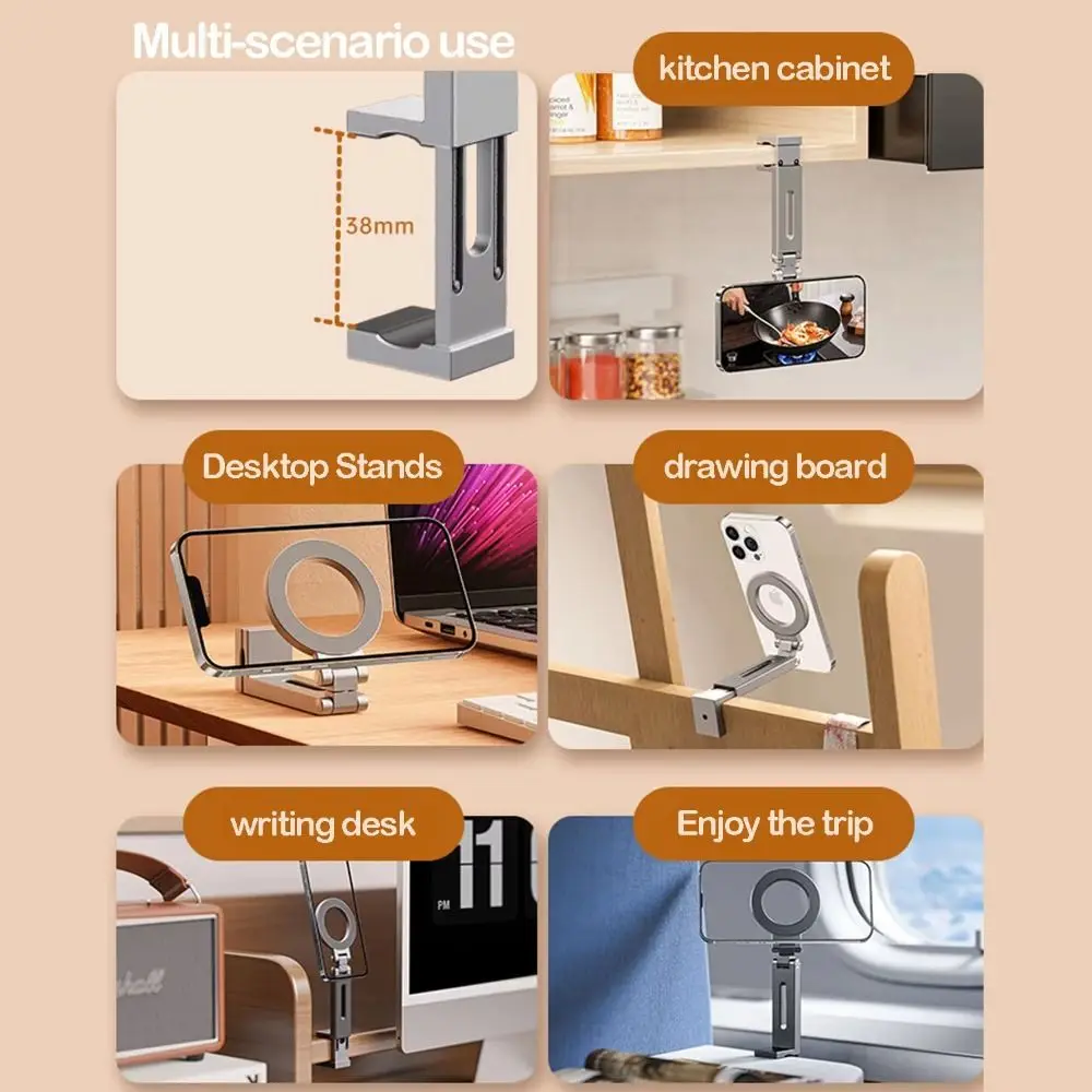 

Новый универсальный магнитный держатель для телефона, регулируемая складная подставка для автомобиля, 360 градусов ° Крепления-крюки с поворотным механизмом