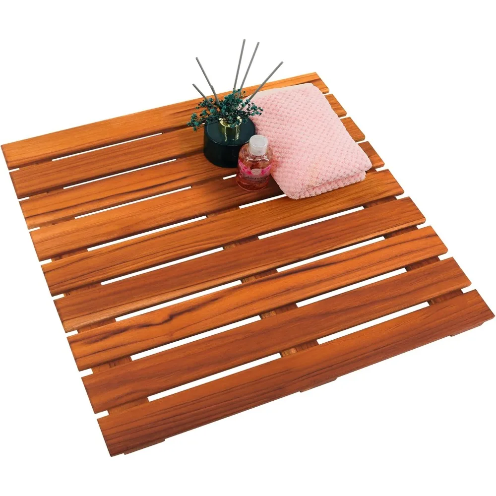 

Teak Shower Mat, Non-Slip Bath Mat, Luxury Spa Mat, Wooden Mat for Bathtub, 20 x 20 in
