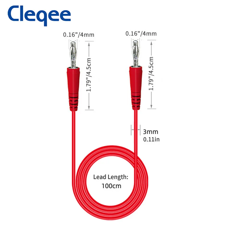 Cleqee-Cable eléctrico P1043, multímetro con enchufe Banana desnudo Dual de 4mm, cables de prueba de 100cm, 1000V/10A, 5 colores, 5 uds.